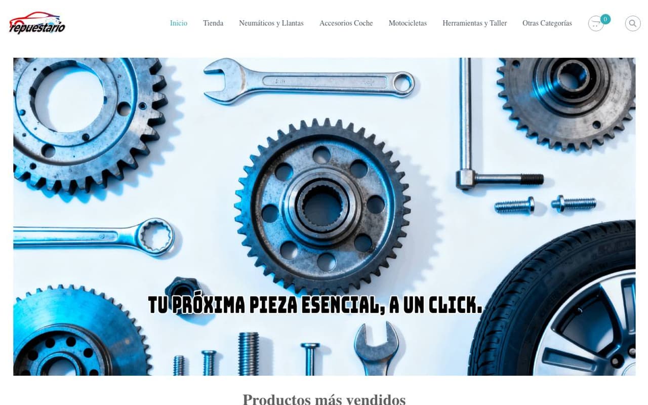 Captura de pantalla de la home de Repuestario