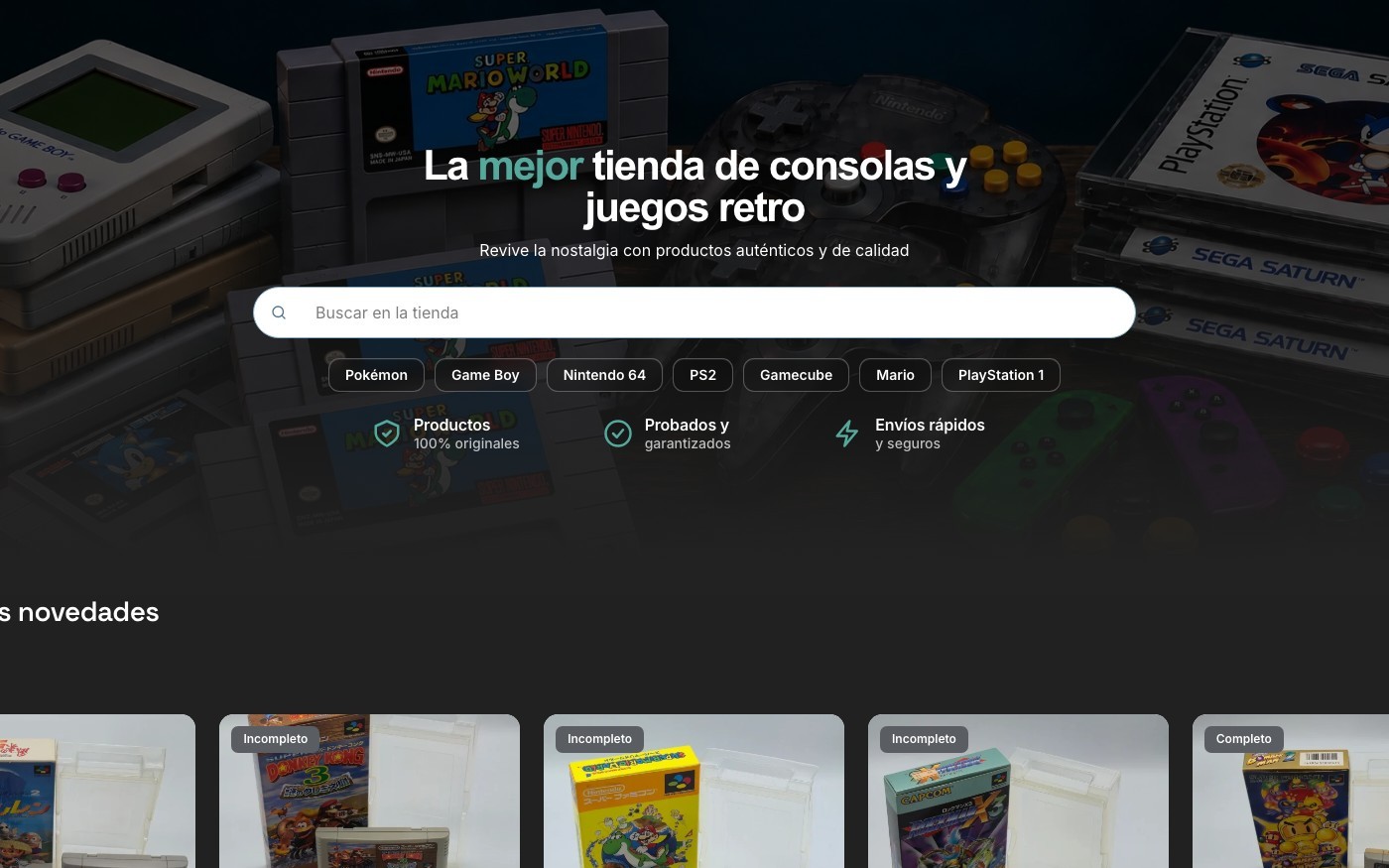 Captura limpia de la home oficial de Retrobay
