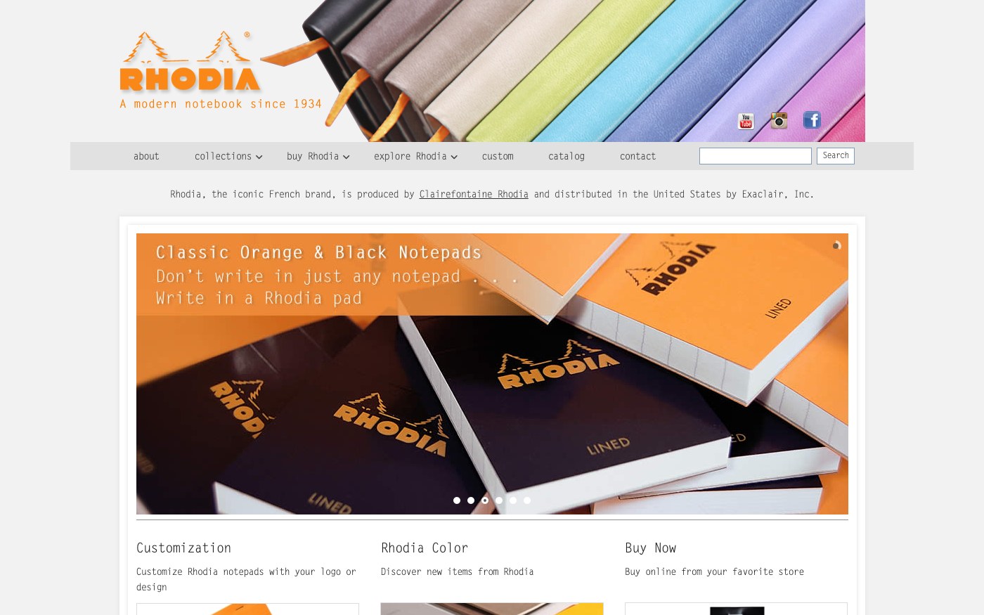 Captura de pantalla de la home de Rhodia
