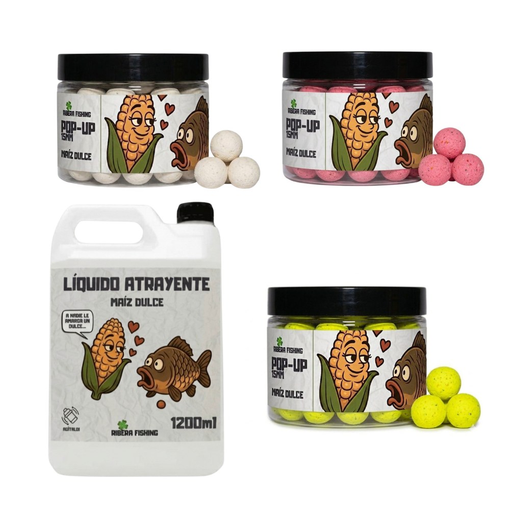 Pack Liquido Atrayente De Maiz Fermentado Pop Ups 15mm Rosa Amarillo Y Blanco