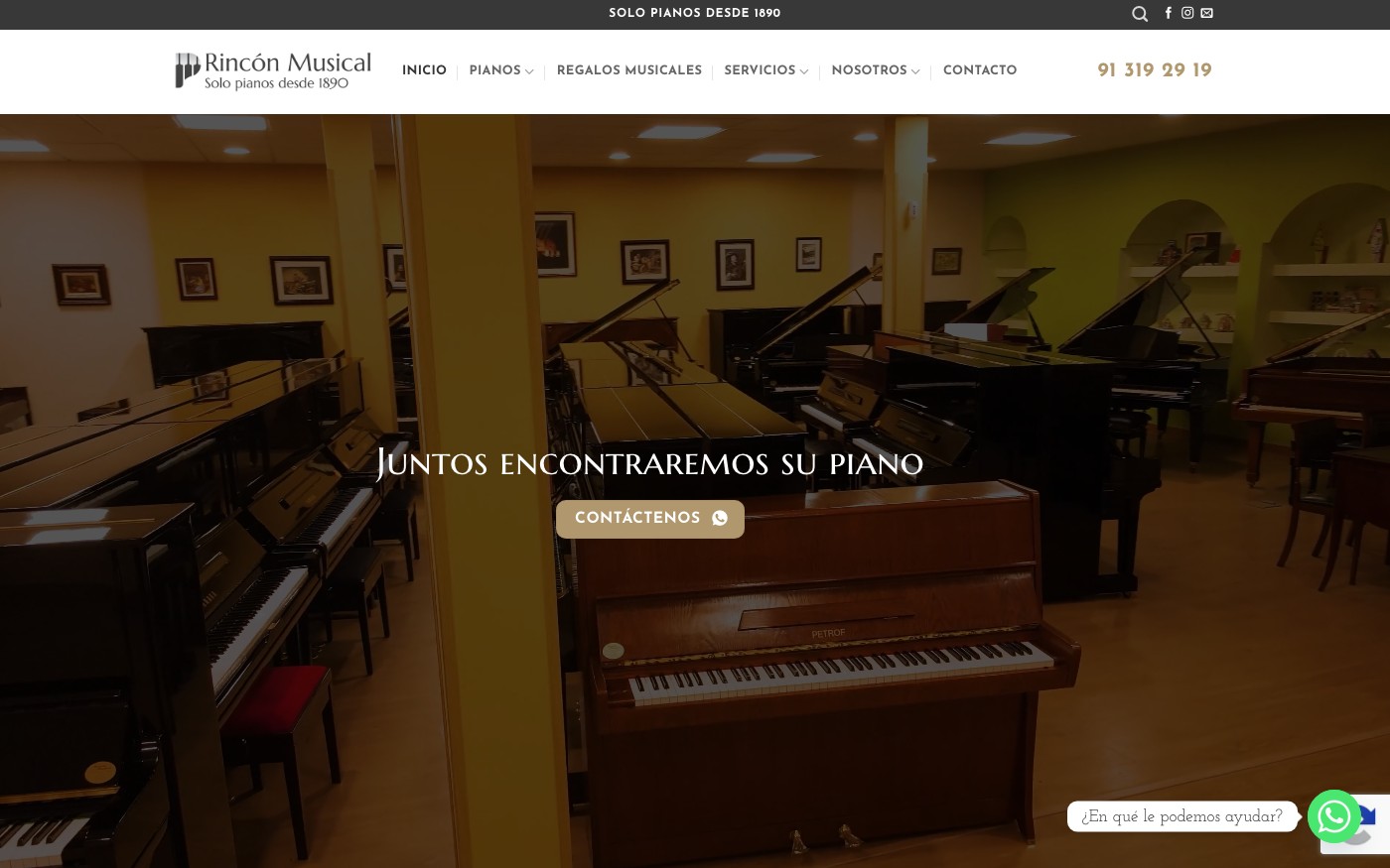 Captura limpia de la home oficial de Rincón Musical