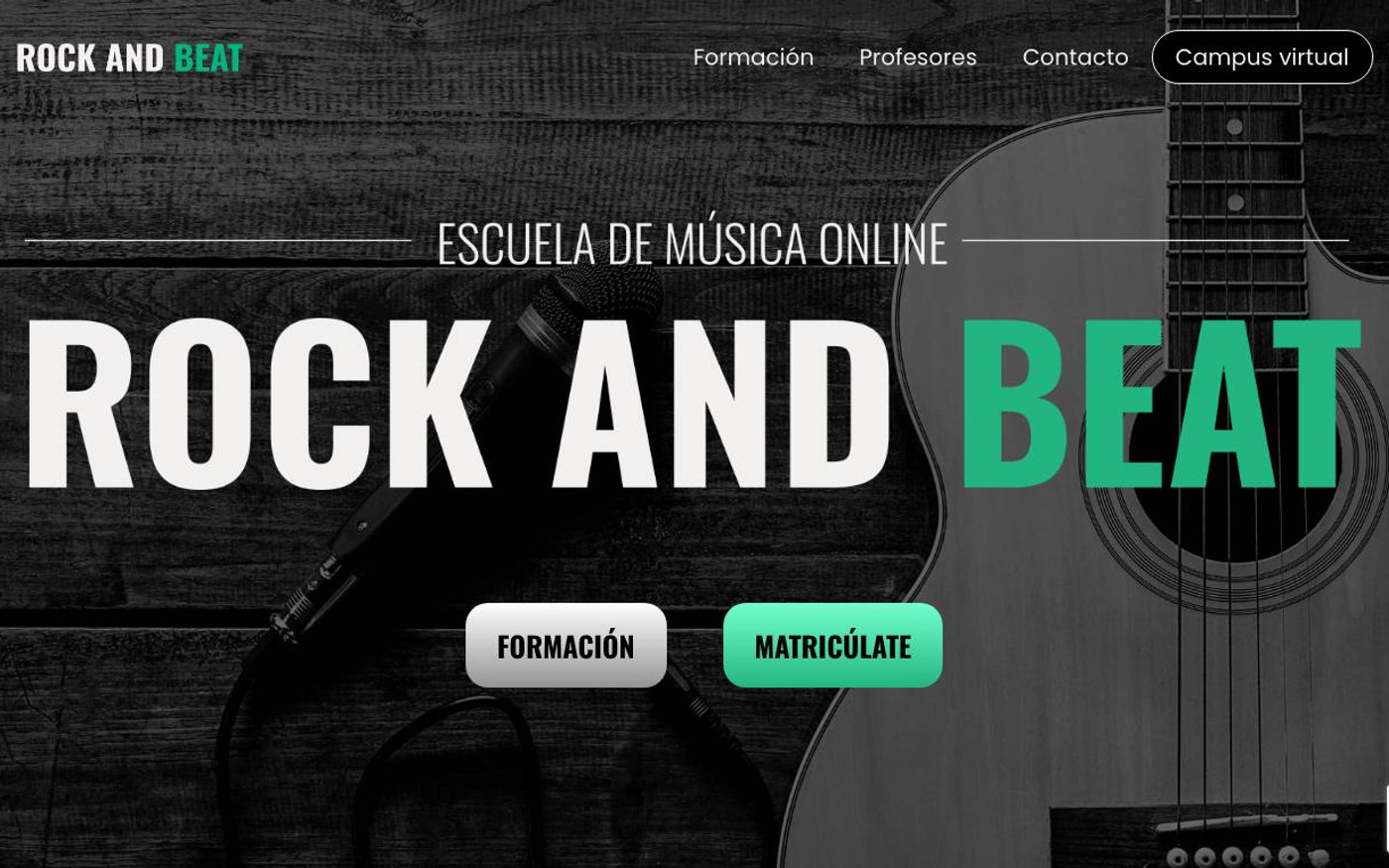 Captura de pantalla de la home de Rock and Beat