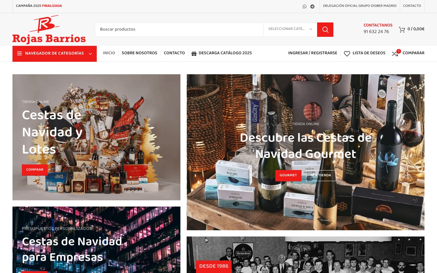 Captura de pantalla de la home de Rojas Barrios
