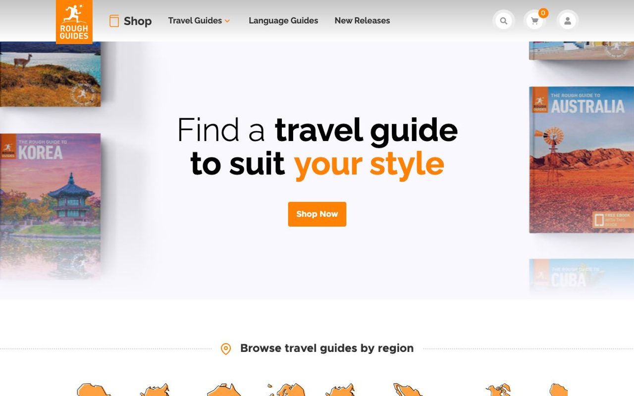 Captura de pantalla de la home de Rough Guides