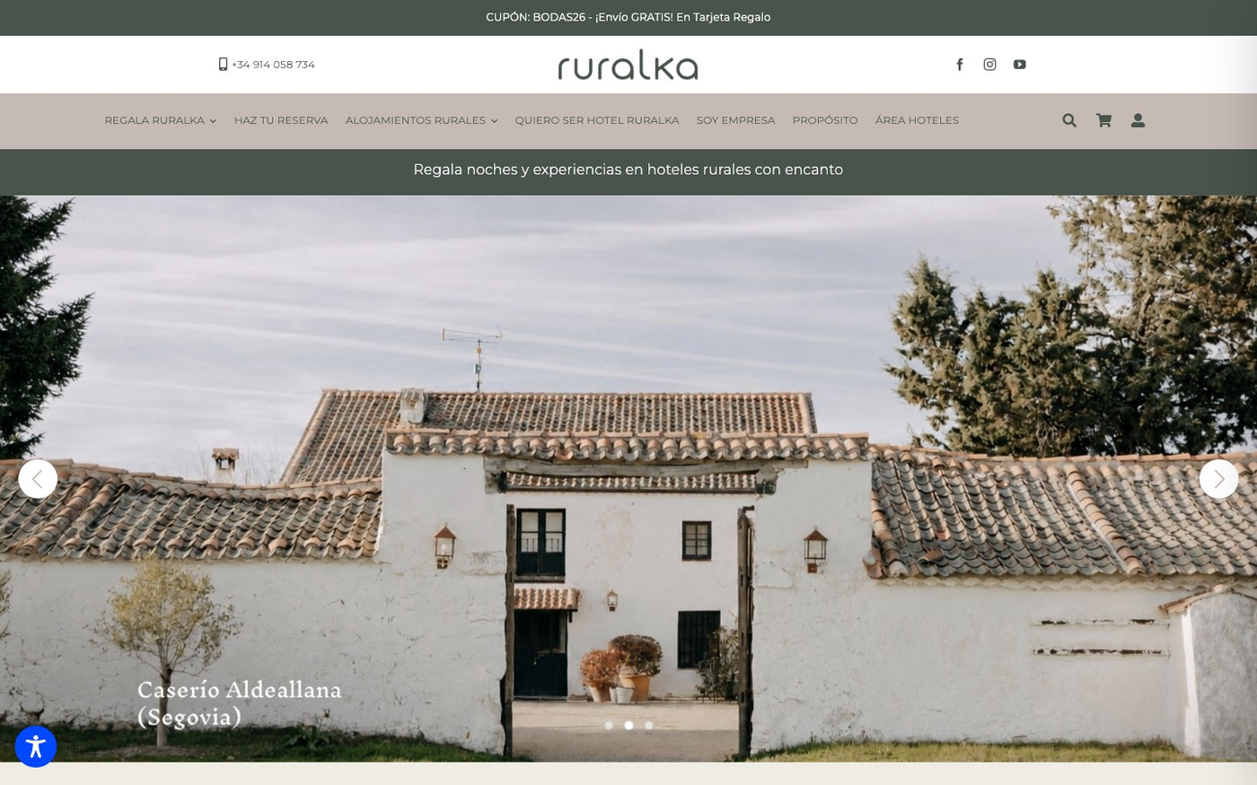 Captura limpia de la home oficial de Ruralka
