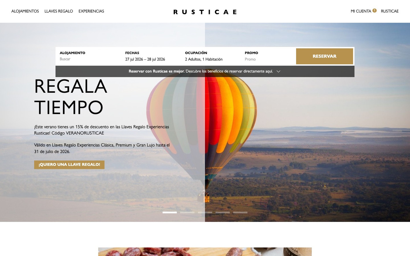 Captura limpia de la home oficial de Rusticae