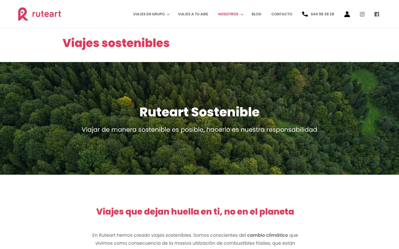Captura limpia de la home oficial de Ruteart