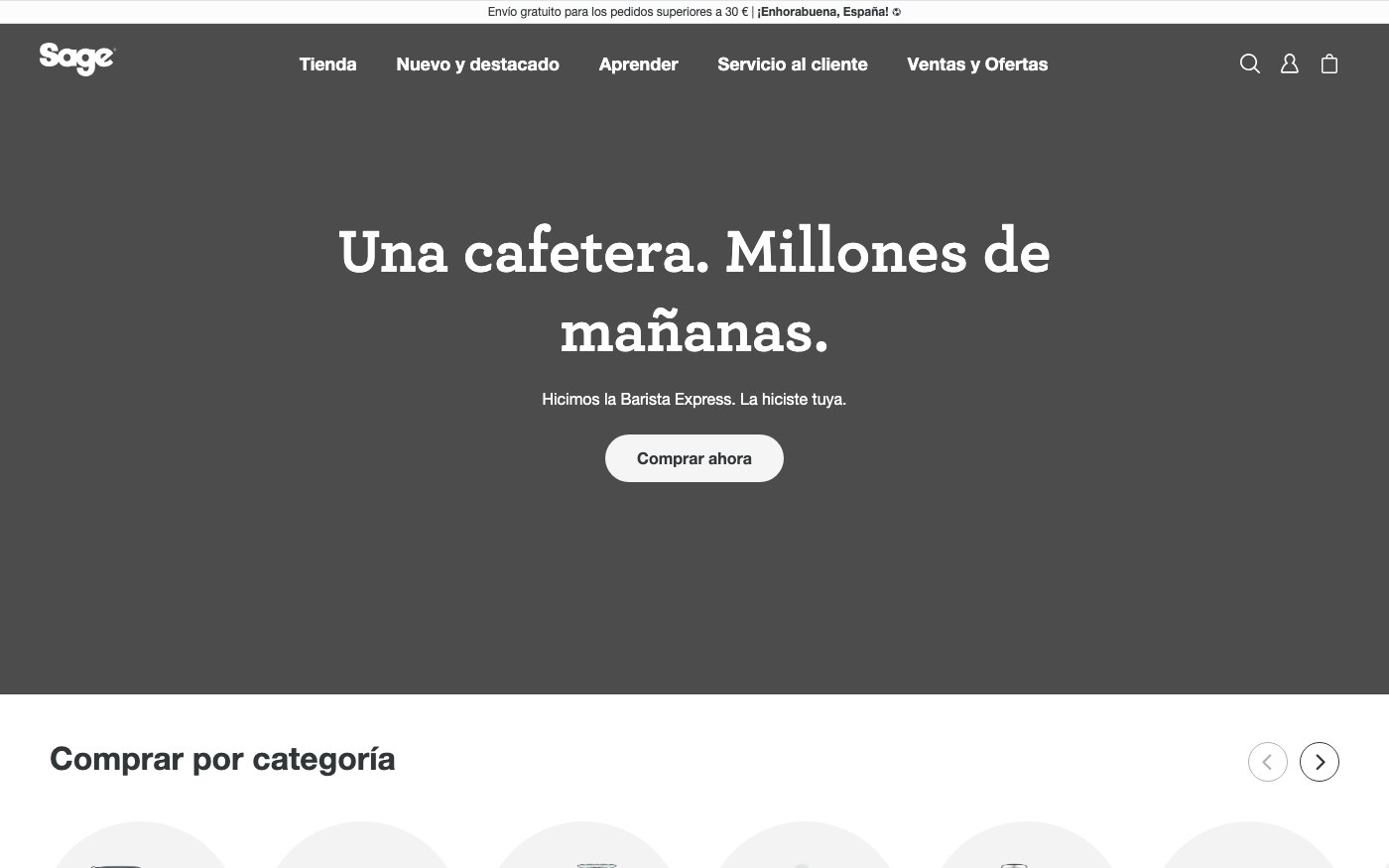 Captura limpia de la home oficial de Sage Appliances