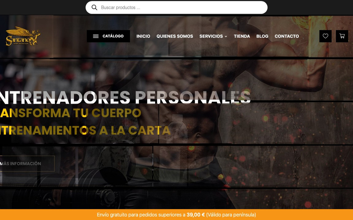 Captura de pantalla de la home de Sántano Sport
