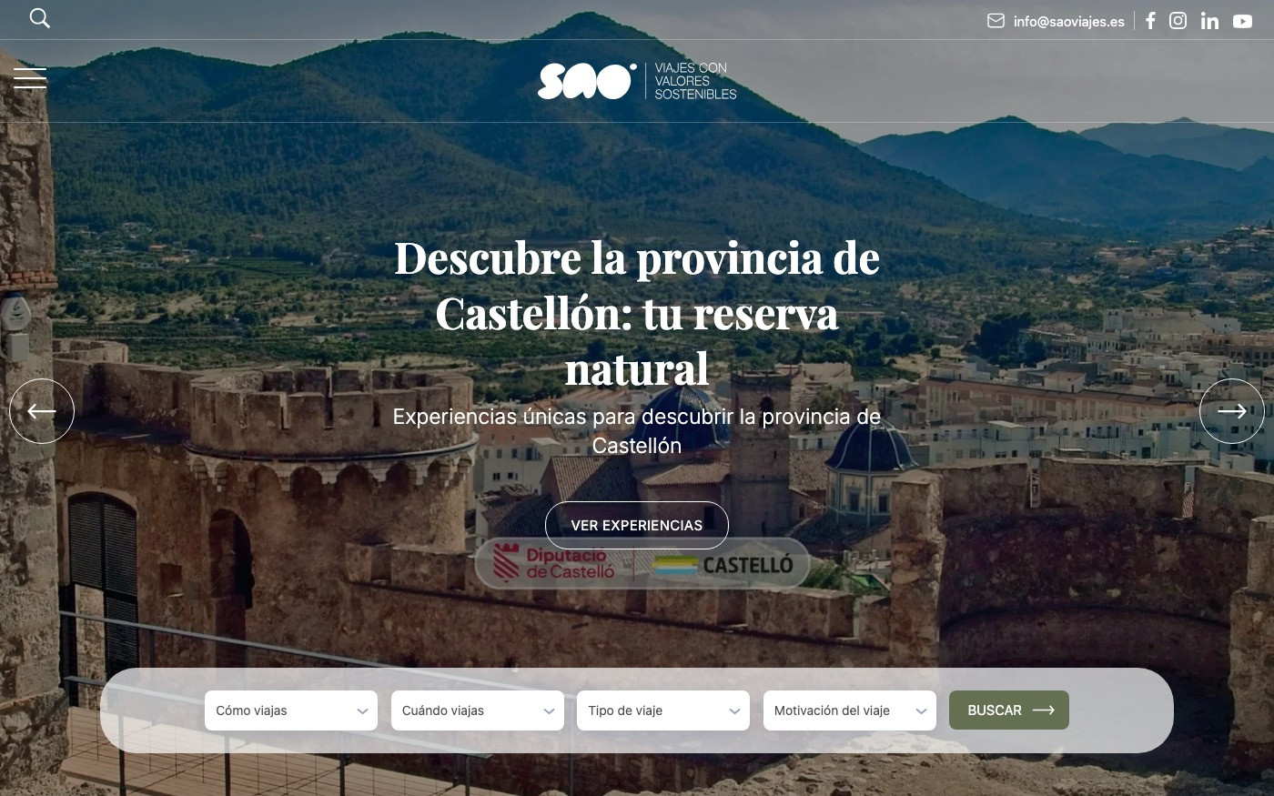 Captura limpia de la home oficial de SAÓ Viajes