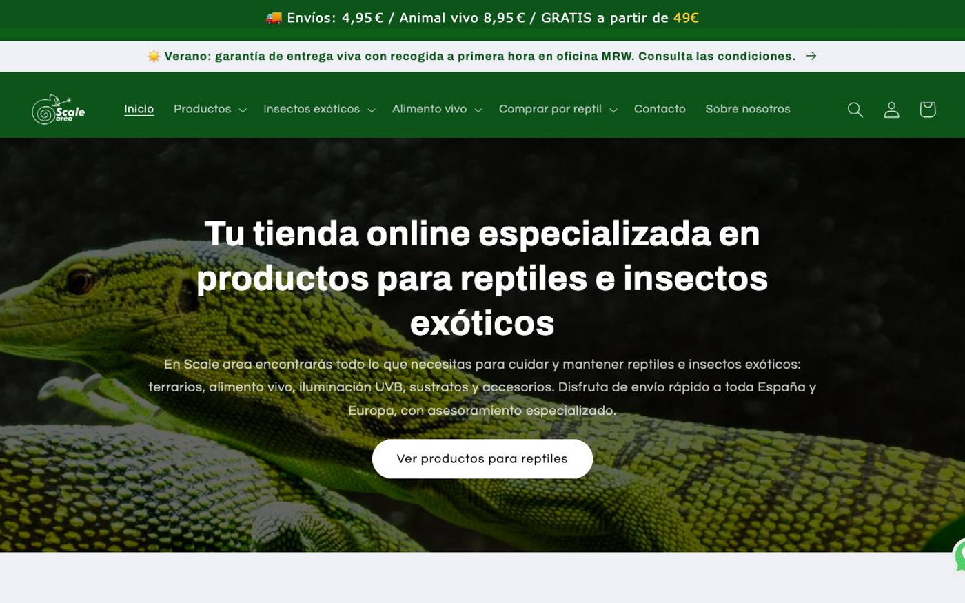 Captura de pantalla de la home de Scale Area