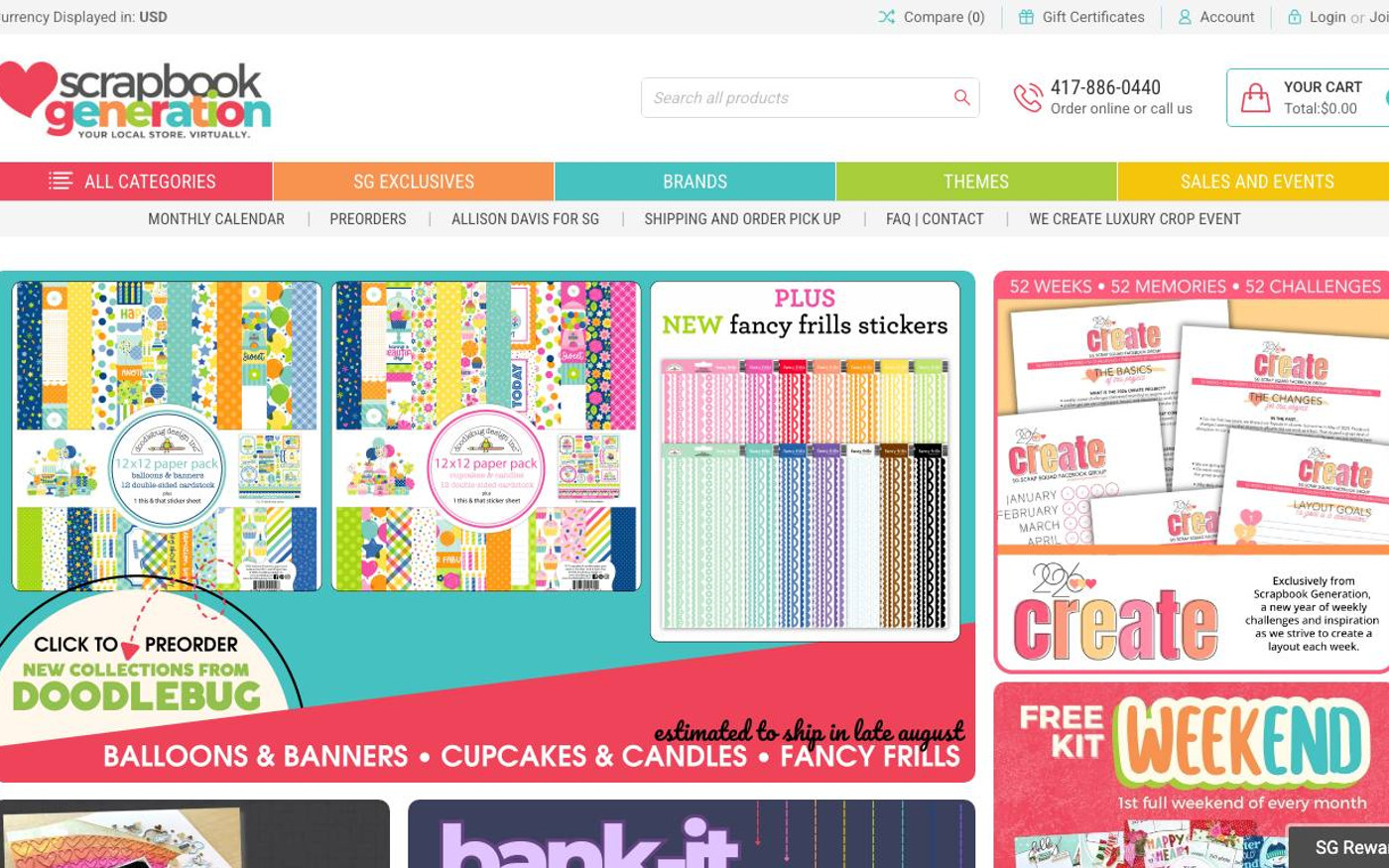Captura de pantalla de la home de Scrapbook Generation