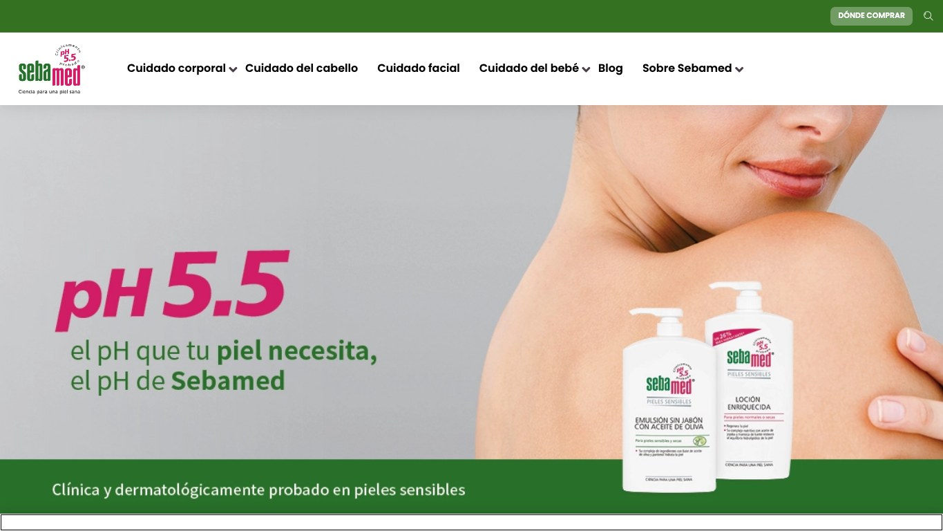 Captura de pantalla de la home de Sebamed Baby