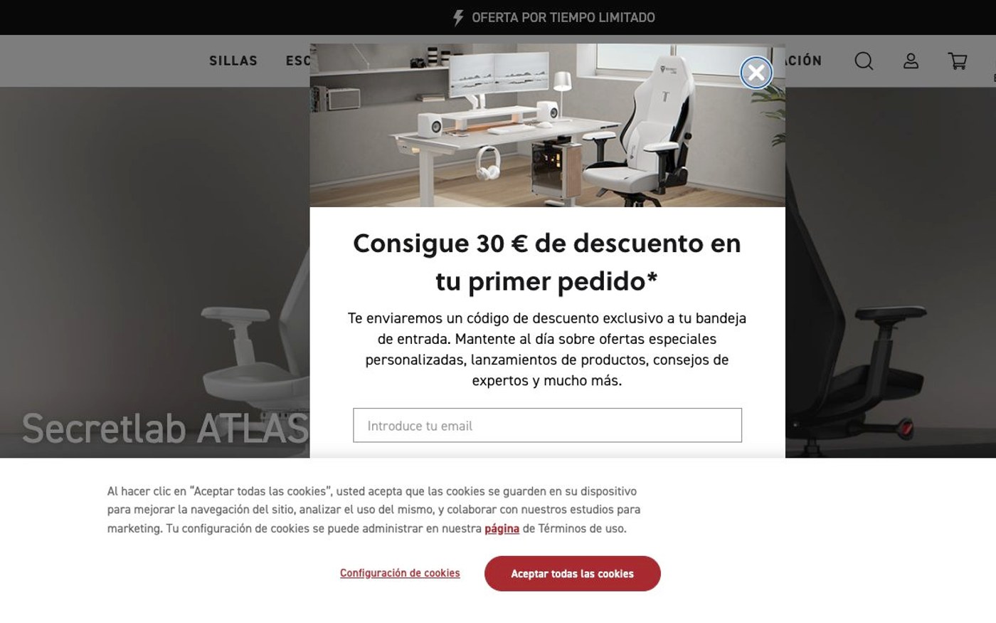 Captura limpia de la home oficial de Secretlab