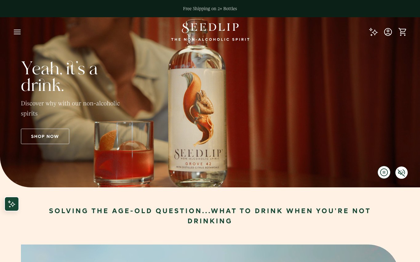 Captura de pantalla de la home de Seedlip