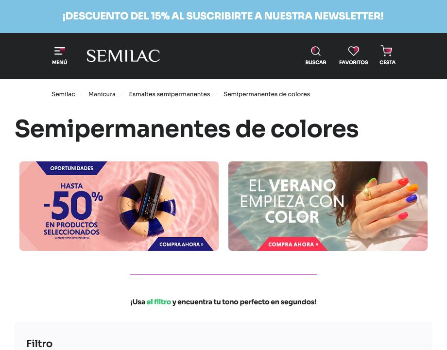 Esmaltes semipermanentes de colores Semilac