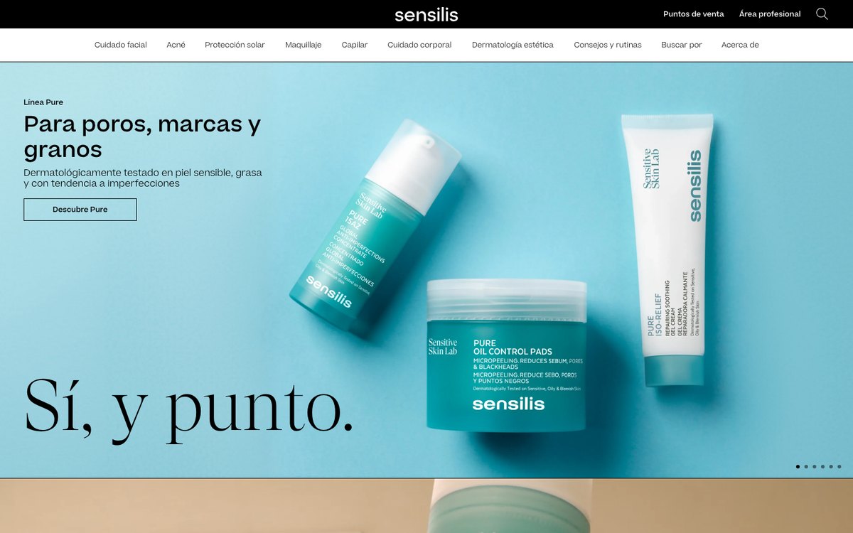 Captura real de la home de Sensilis