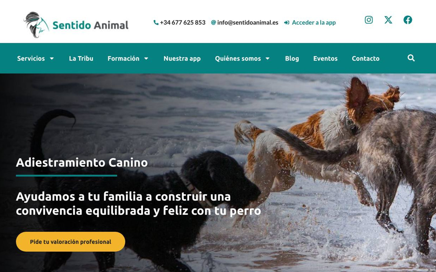 Captura de pantalla de la home de Sentido Animal