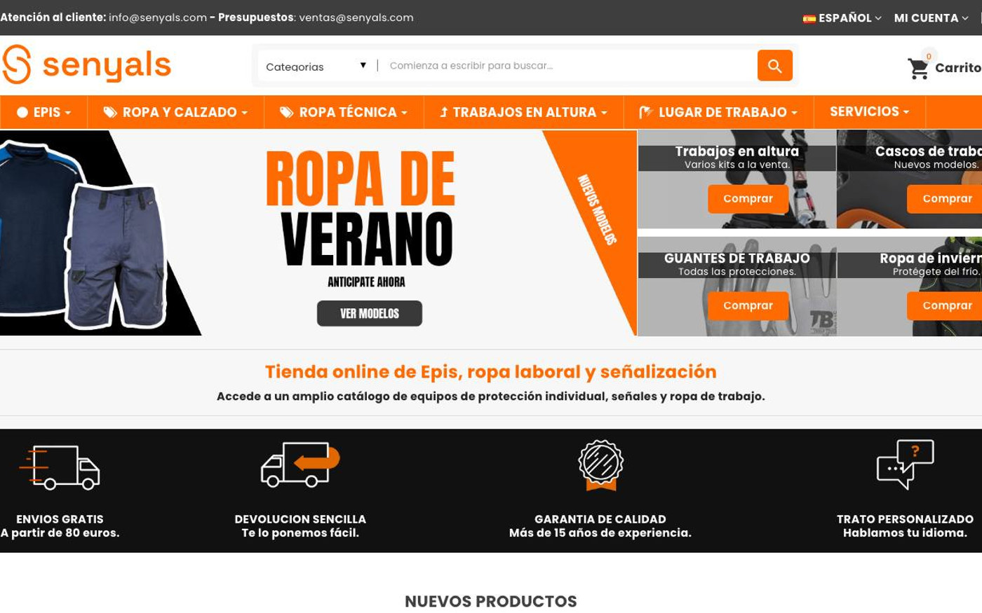 Captura de pantalla de la home de Senyals