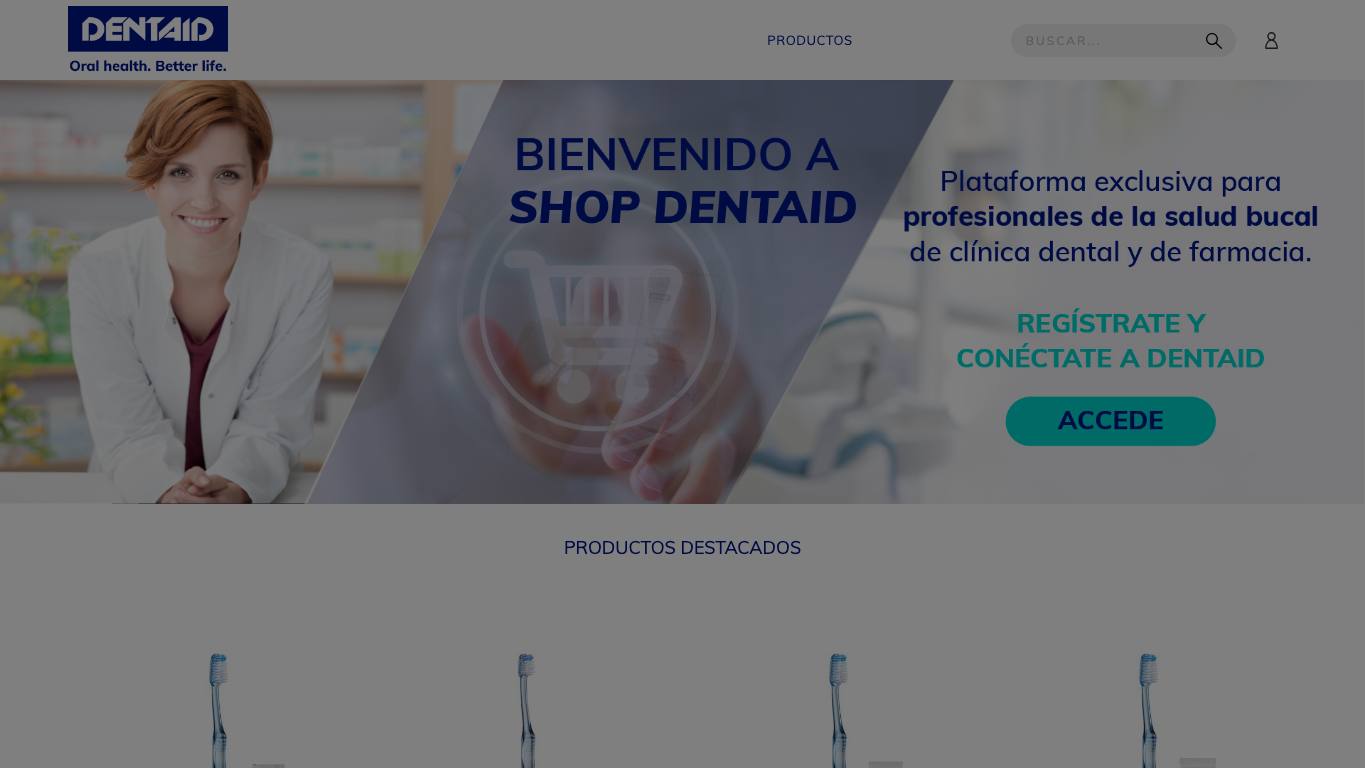 Captura de pantalla de la home de Shop Dentaid