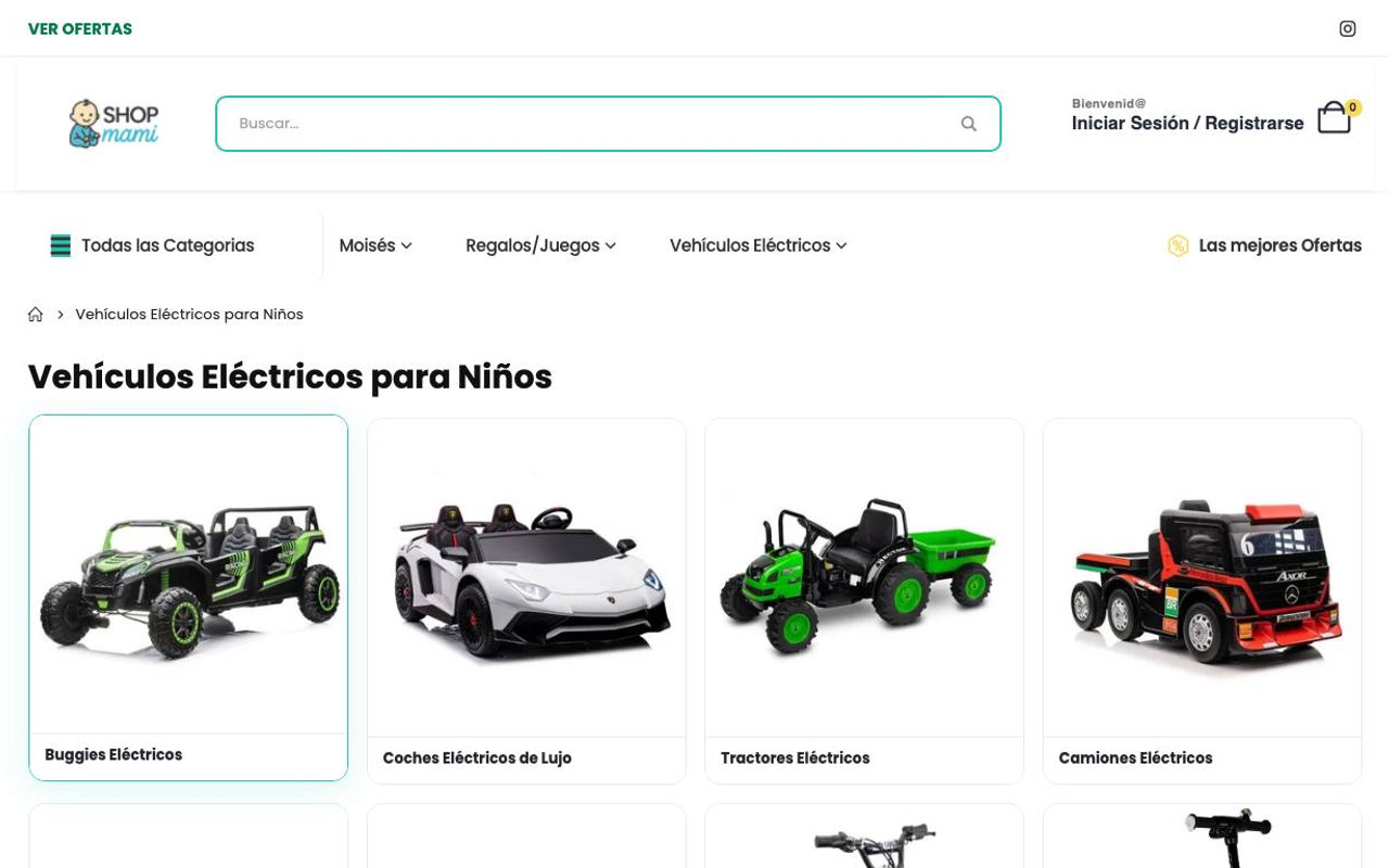 Captura limpia de la home oficial de Shopmami