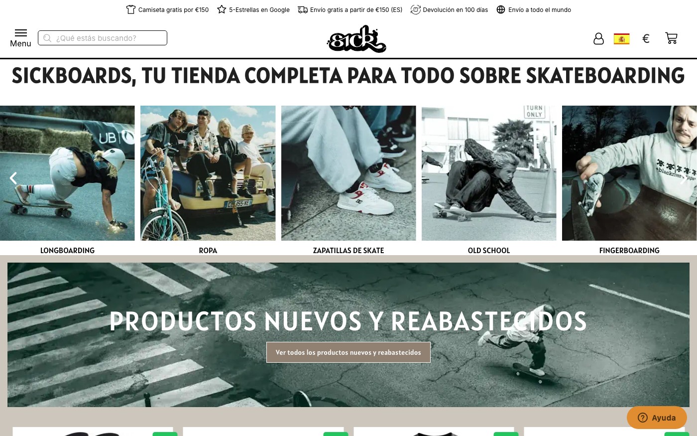 Captura limpia de la home oficial de Sickboards