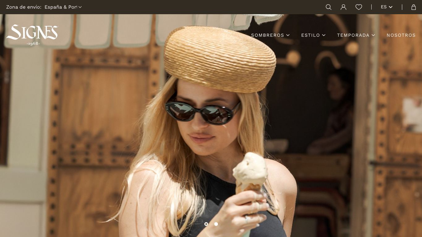 Captura real of the home of Signes Hats