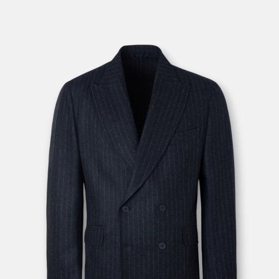 Blazer Double-Breasted Stripe Pinstriped Blue Navy