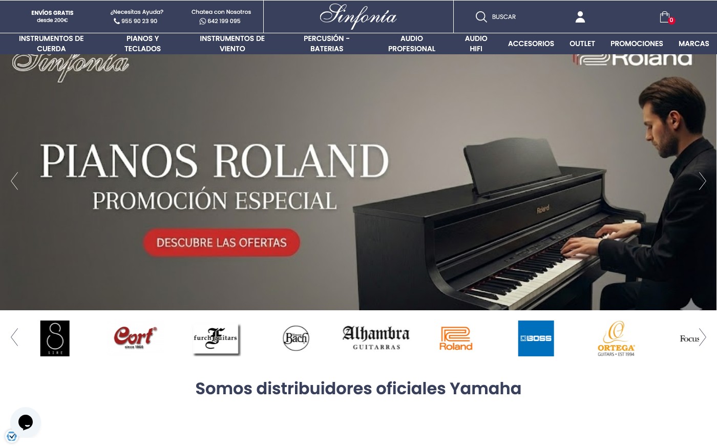Captura de pantalla de la home de Sinfonía
