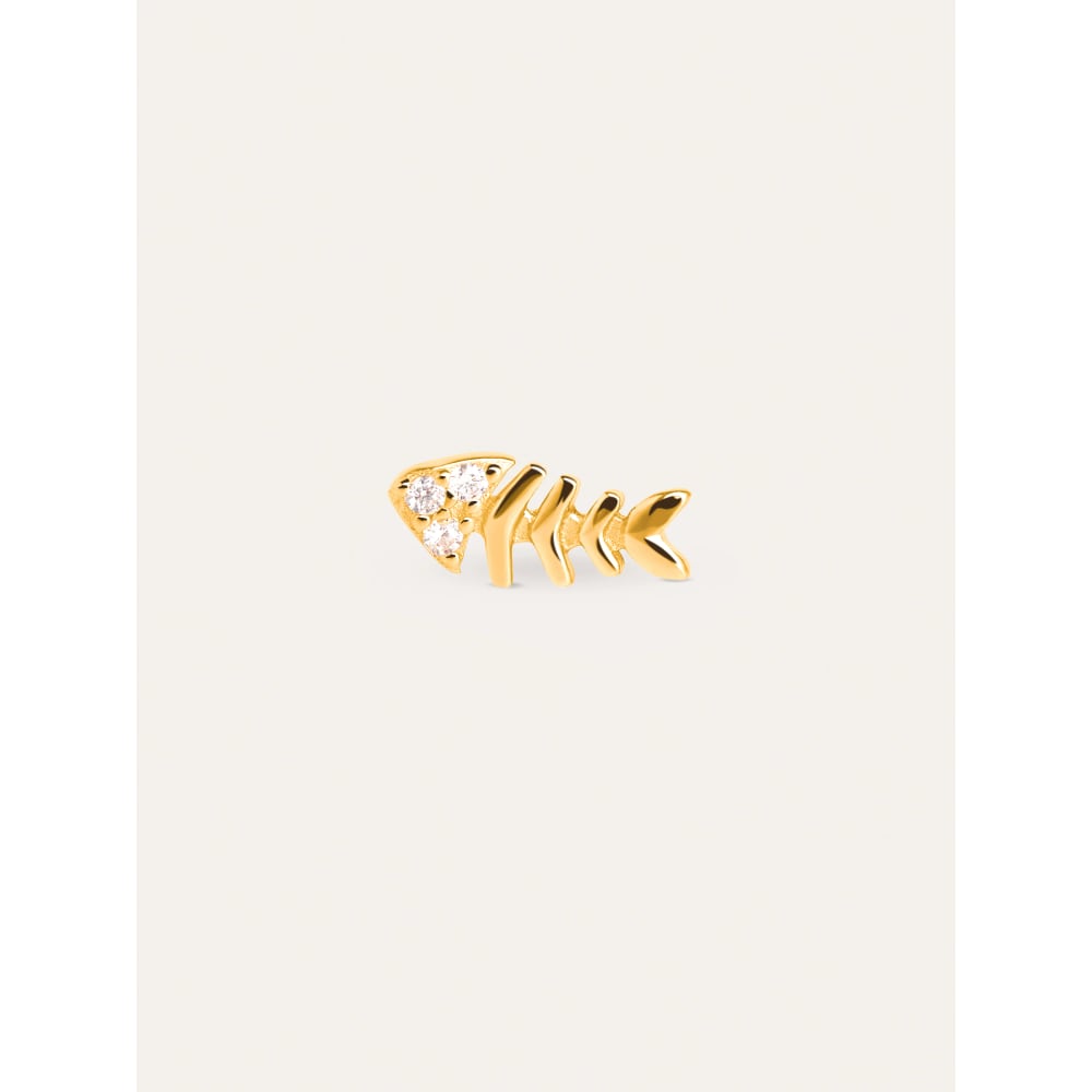 Pendiente Suelto Fishbone Spark Baño Oro