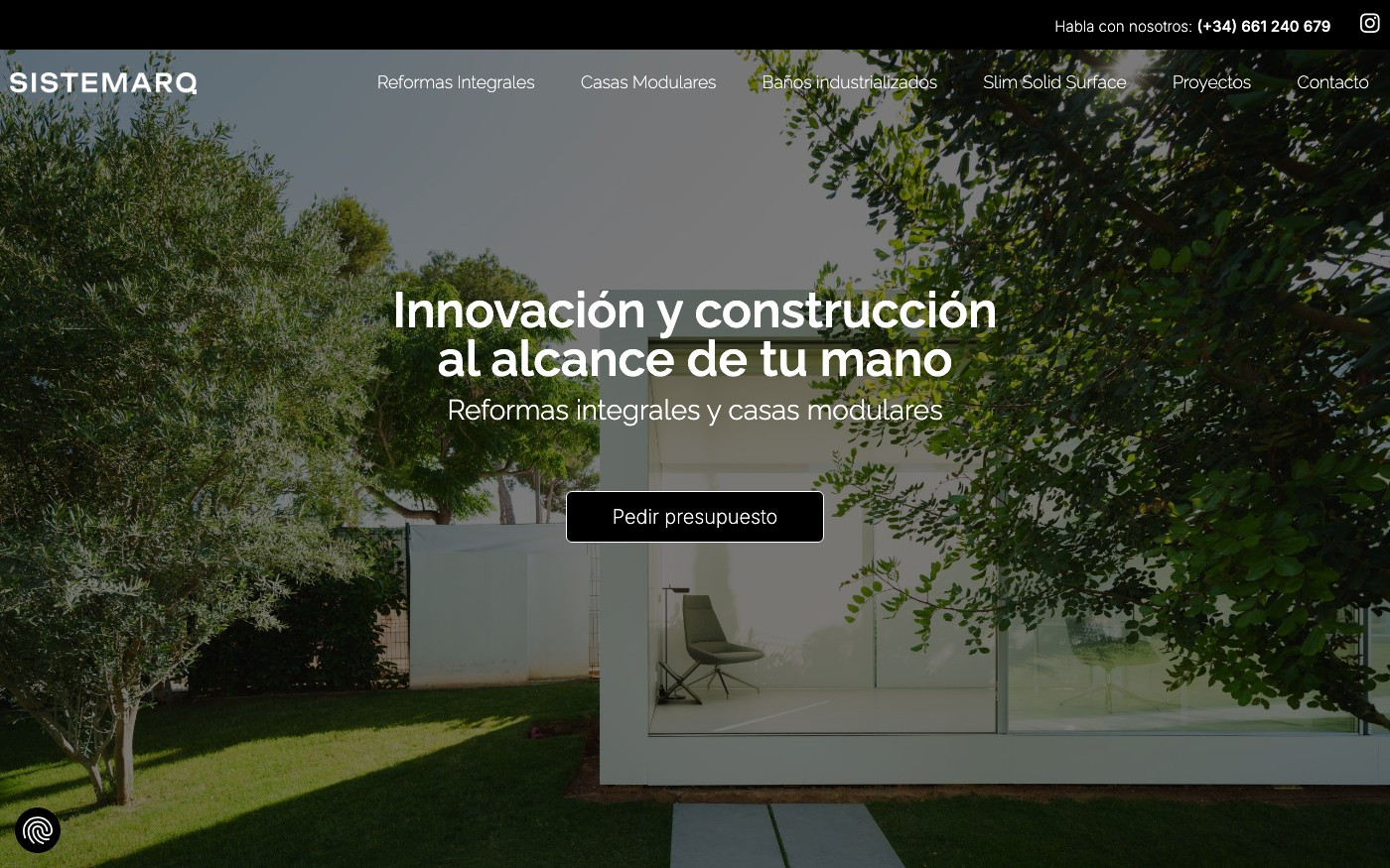 Captura de pantalla de la home de Sistemarq