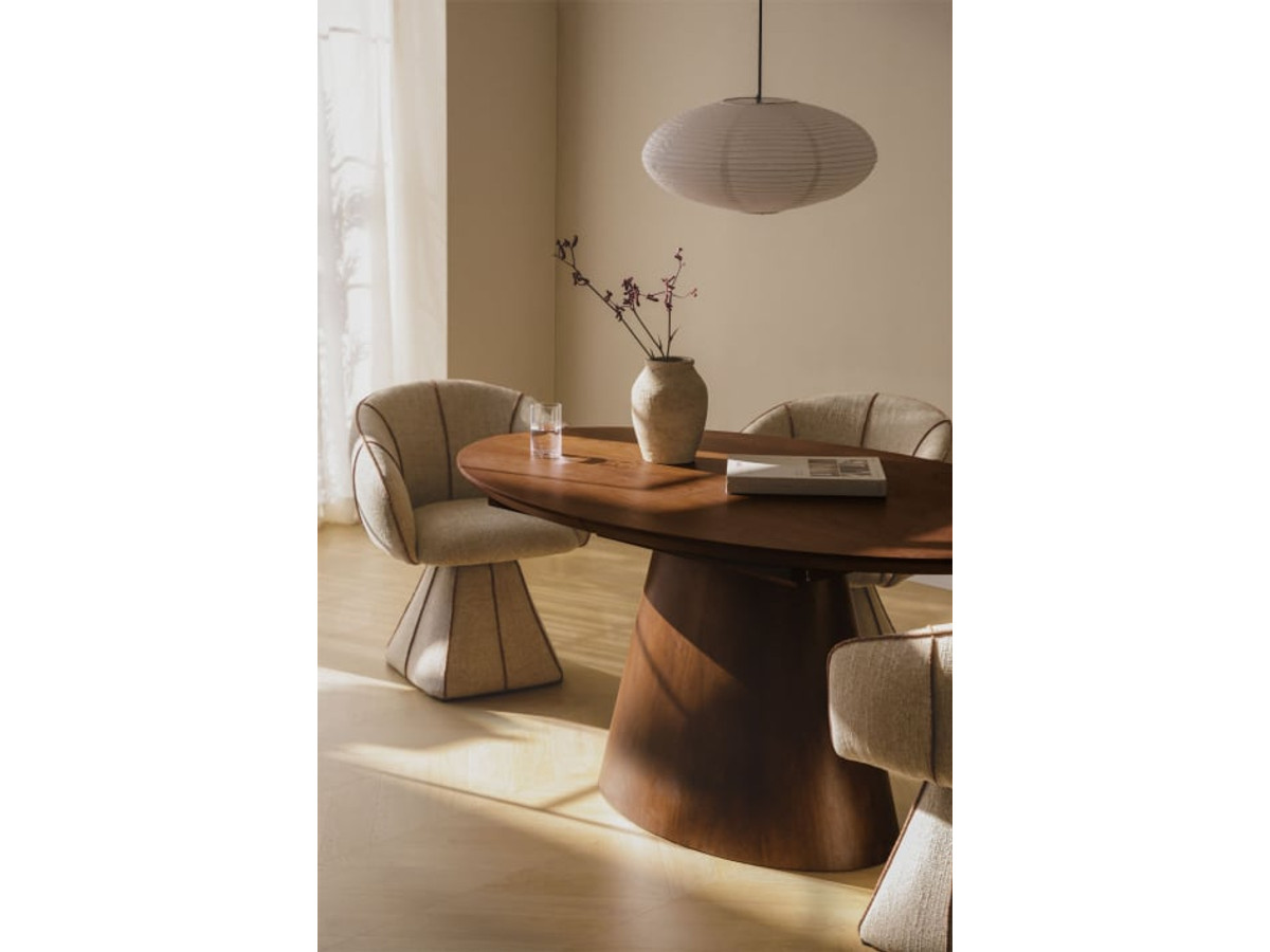 Mesa of comedor ovalada 160-200x100 cm extensible en MDF and chapa Gala