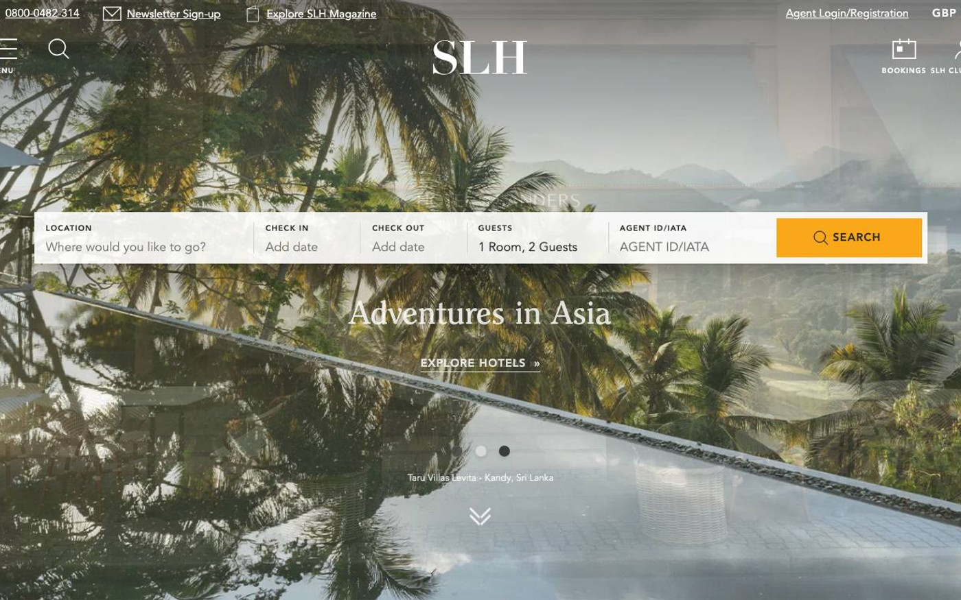 Captura limpia de la home oficial de Small Luxury Hotels of the World
