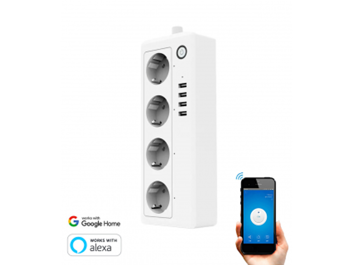 Regleta WiFi 4 Tomas y 4 Puertos USB Carga Rápida
