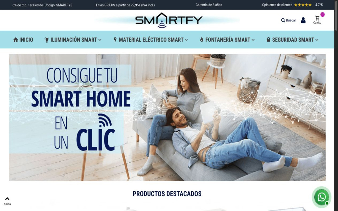 Captura de pantalla de la home de Smartfy