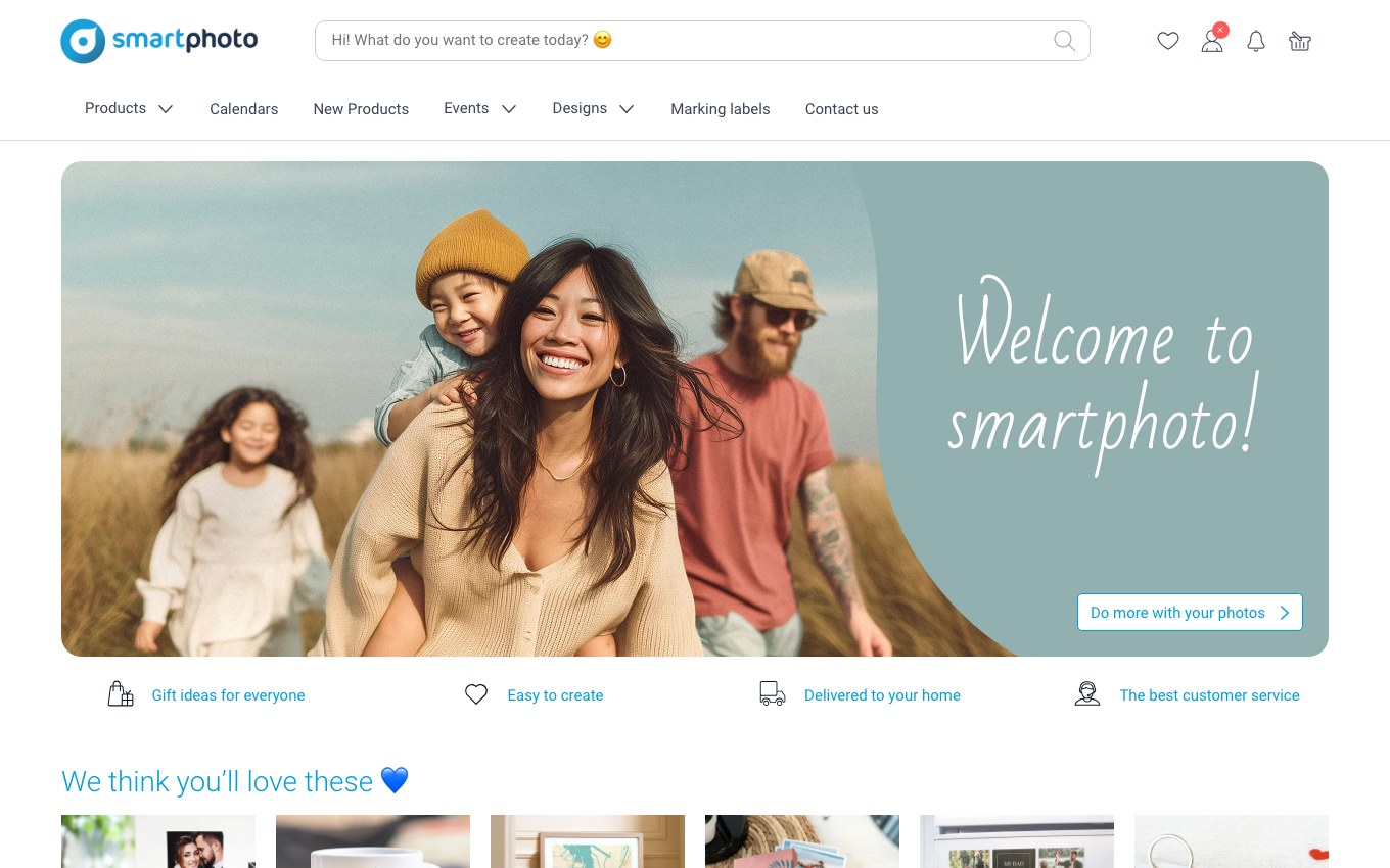 Captura de pantalla de la home de smartphoto