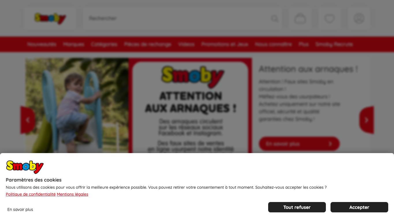 Captura de pantalla de la home de Smoby