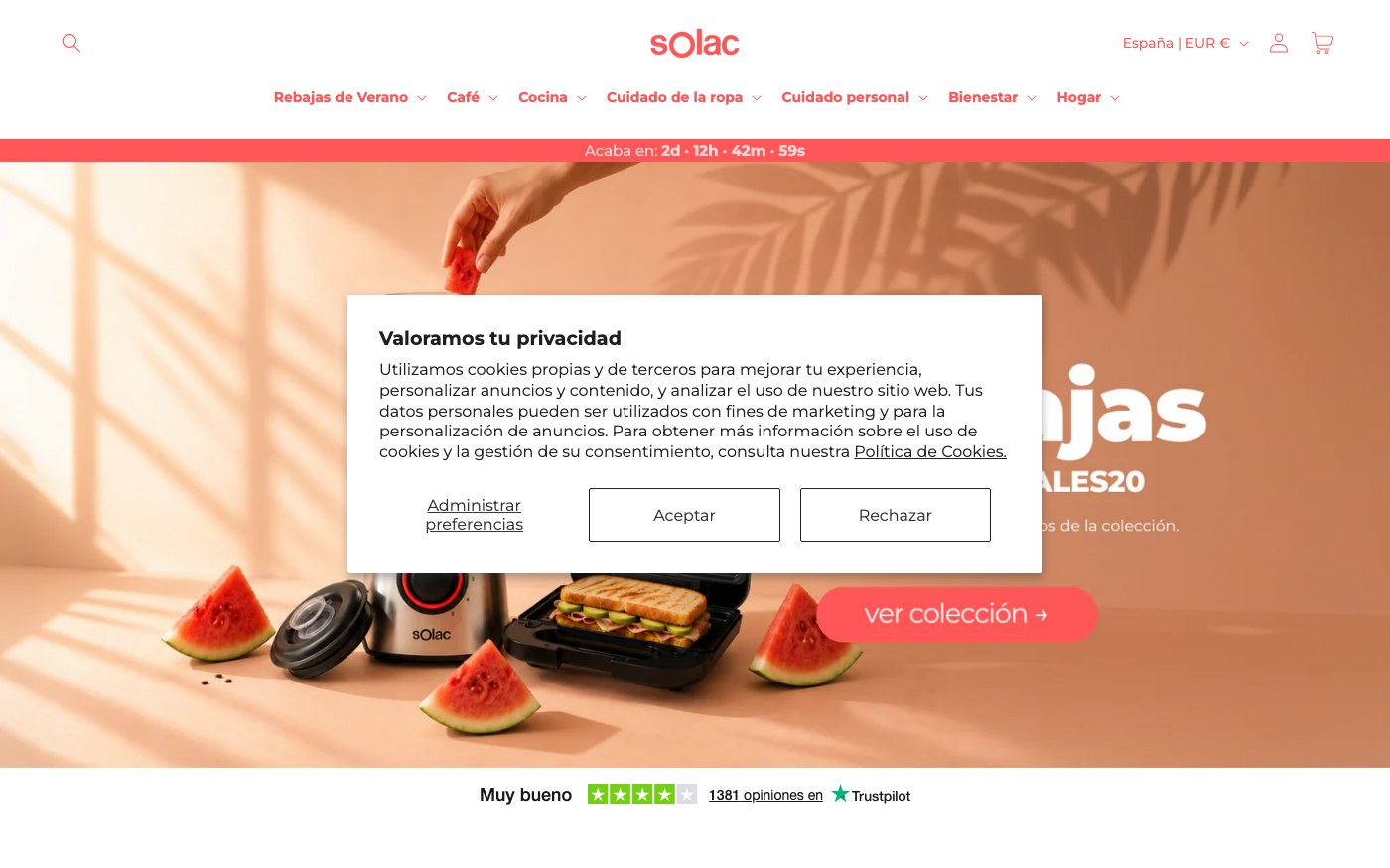 Captura limpia de la home oficial de Solac