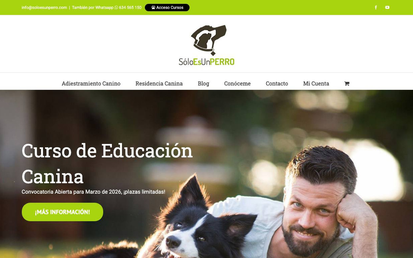 Captura de pantalla de la home de Solo es un perro