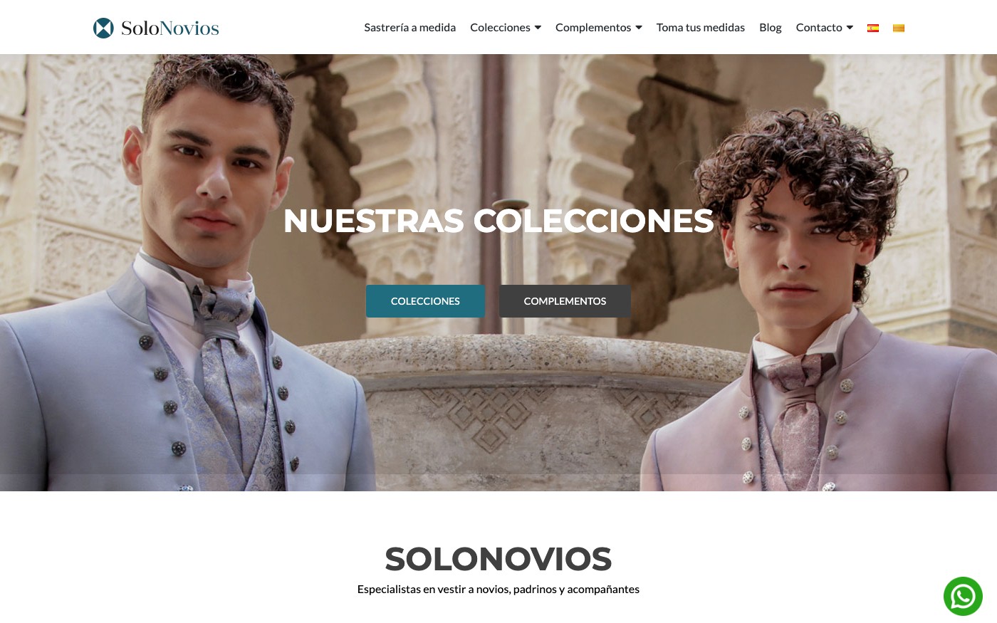 Captura de pantalla de la home de SoloNovios
