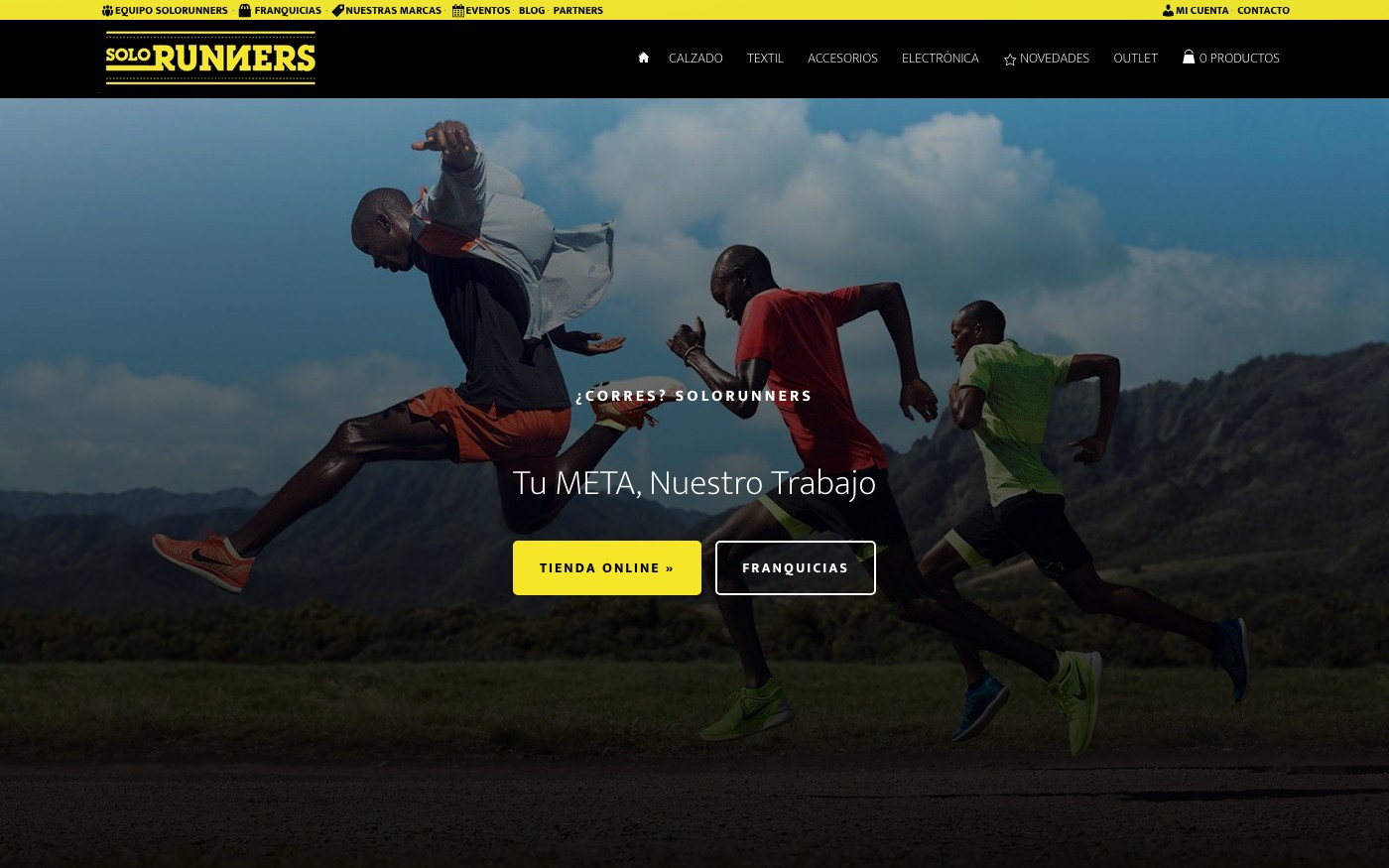 Captura de pantalla de la home de SoloRunners