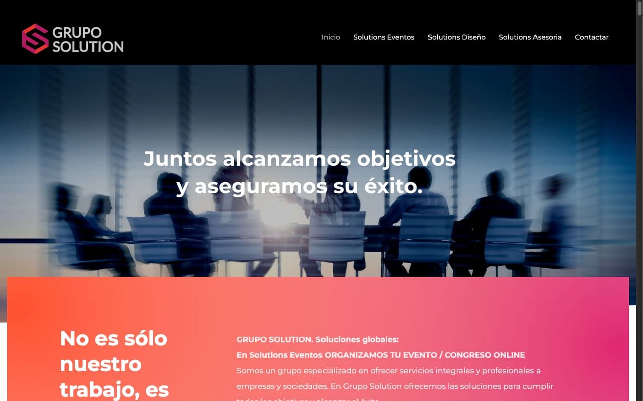 Captura de pantalla de la home de Solutions Eventos