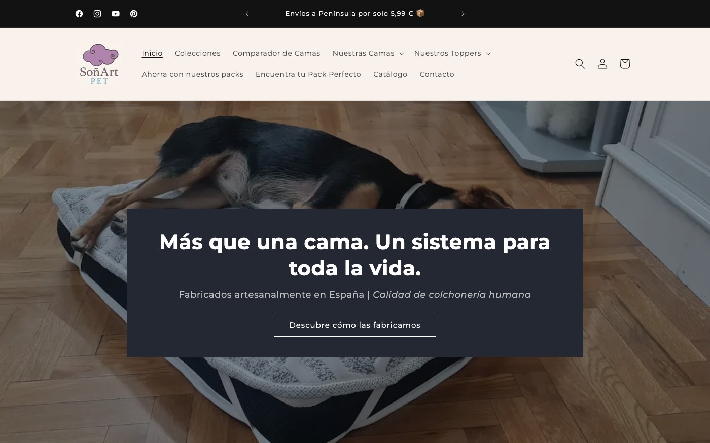 Captura de pantalla de la home de SoñArt Pet