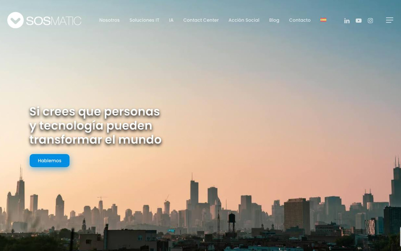 Captura de pantalla de la home de Sosmatic