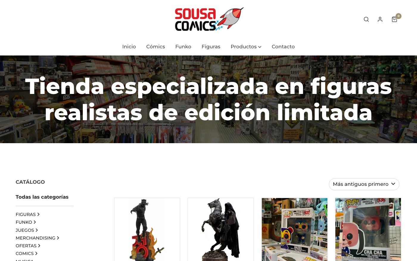Captura de pantalla de la home de Sousa Comics
