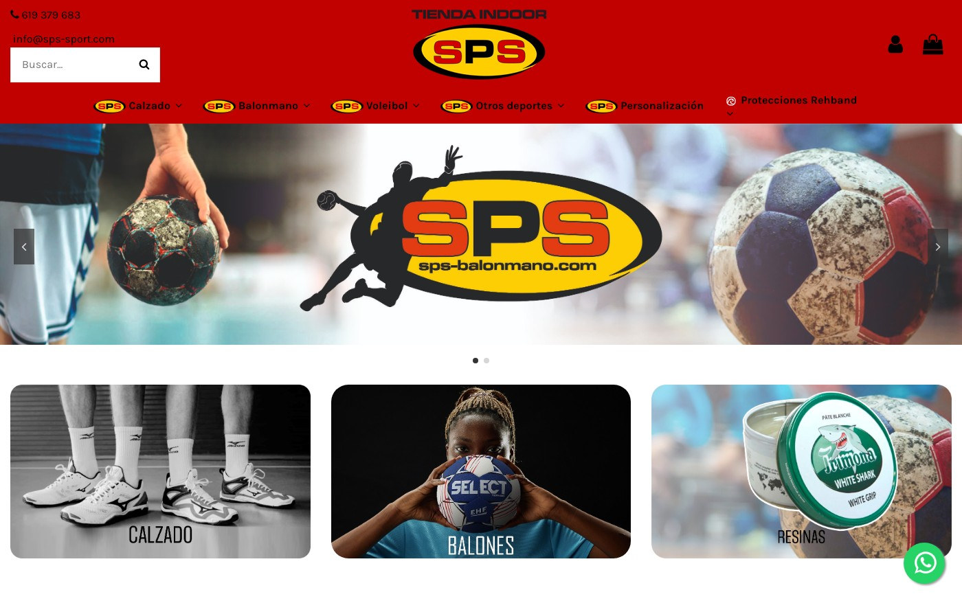 Captura de pantalla de la home de SPS Sport