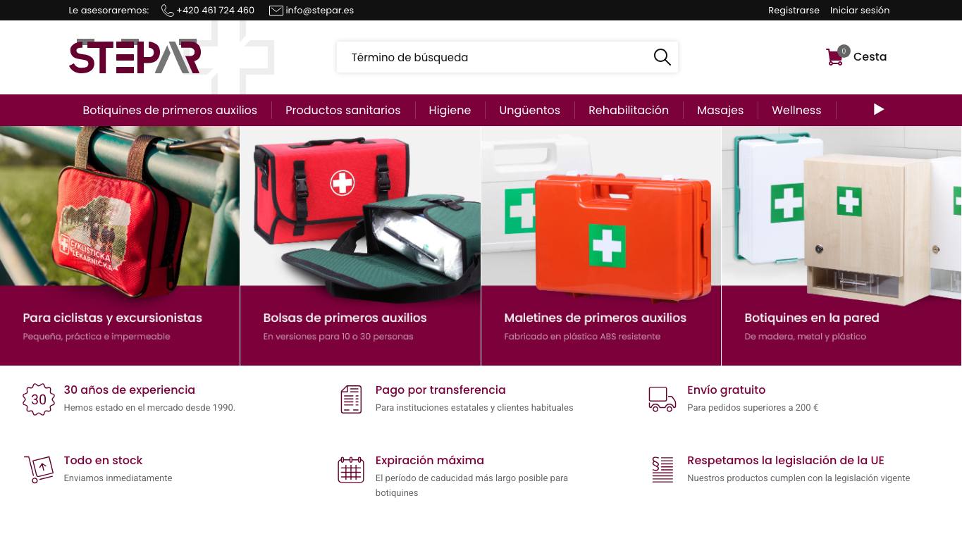 Captura limpia de la home de Stepar