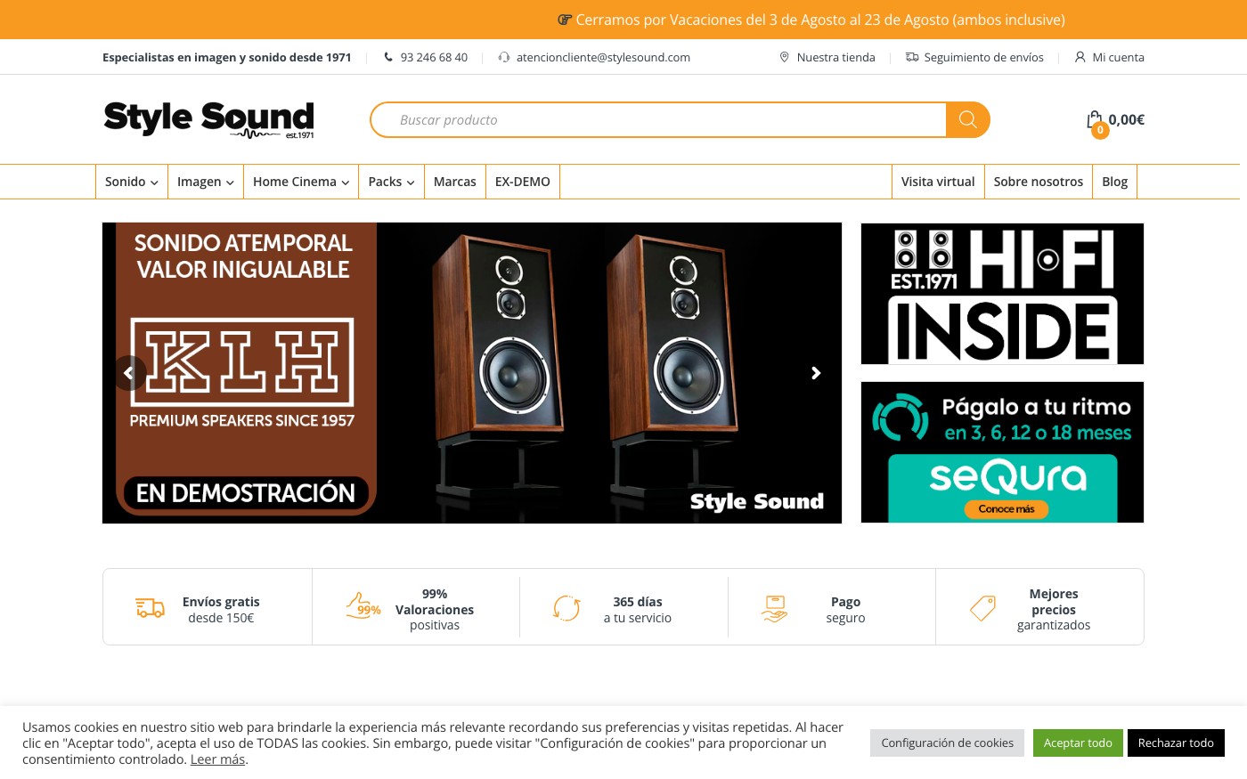 Captura limpia de la home oficial de Style Sound