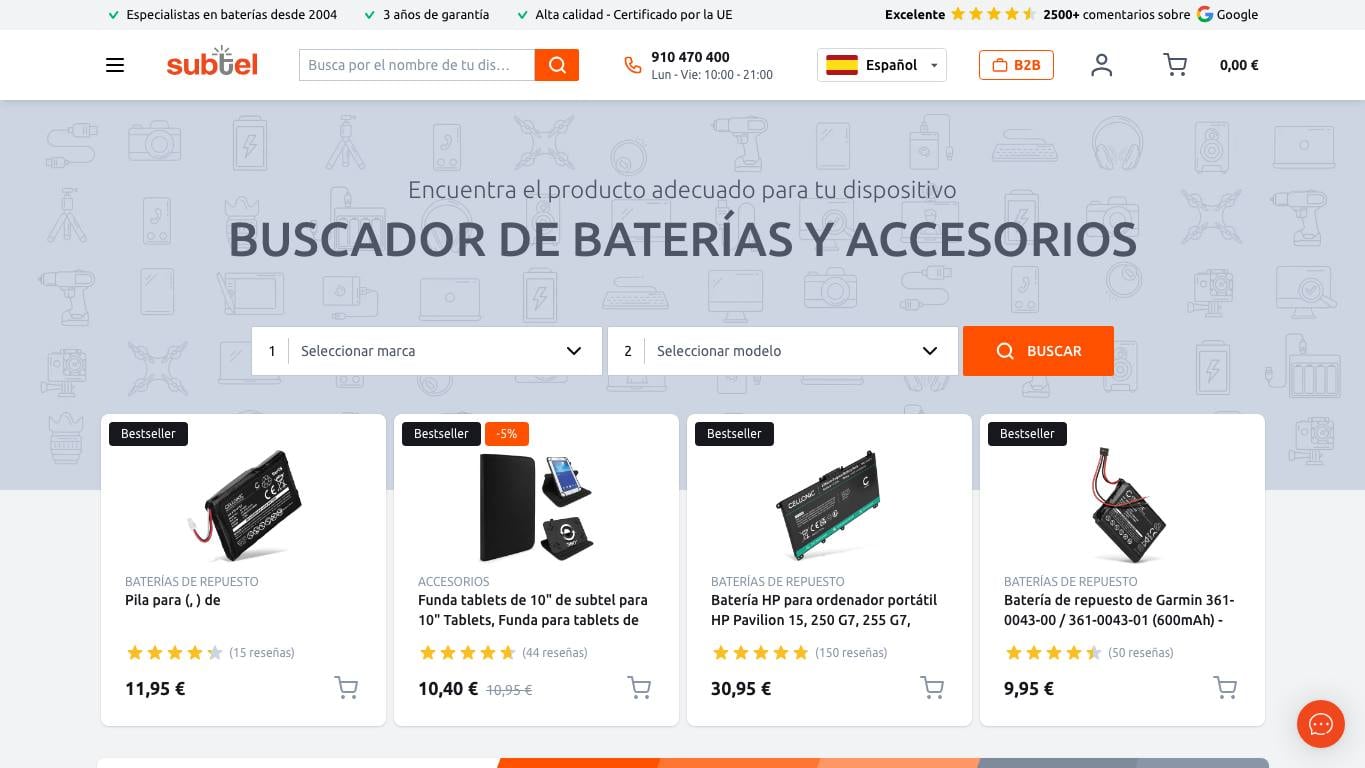 Captura limpia de la home oficial de subtel