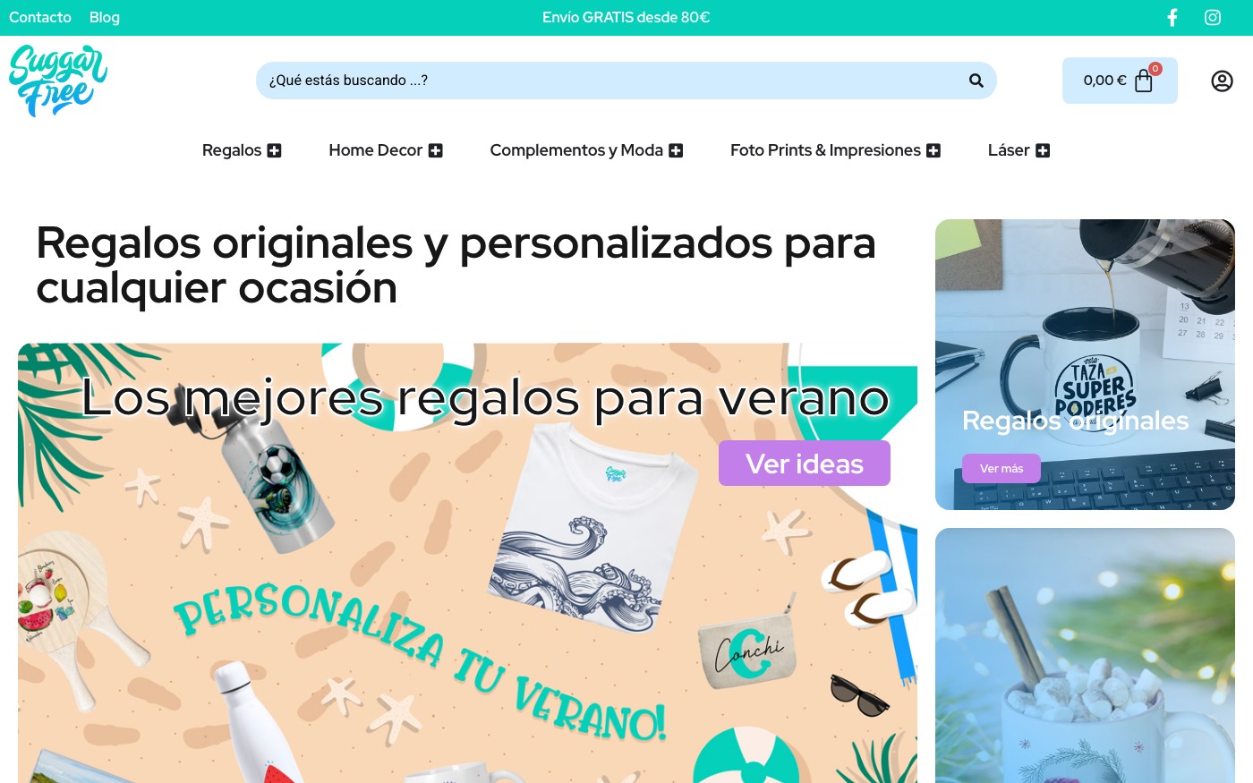 Captura de pantalla de la home de SuggarFree